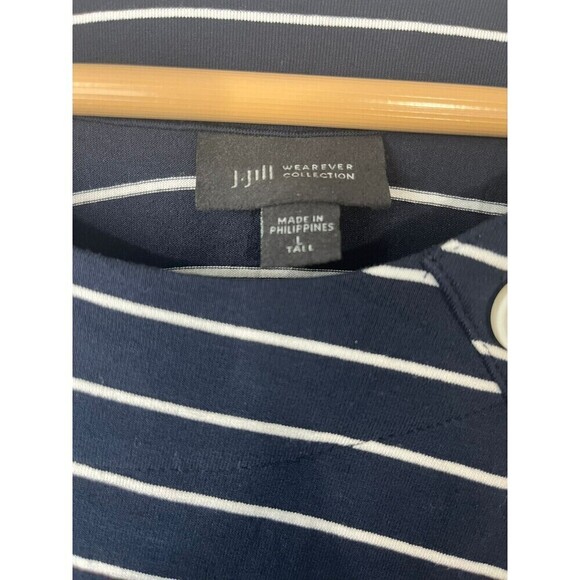 J Jill Wearever Navy White Stripe Tunic Top Large Tall - Picture 4 of 8